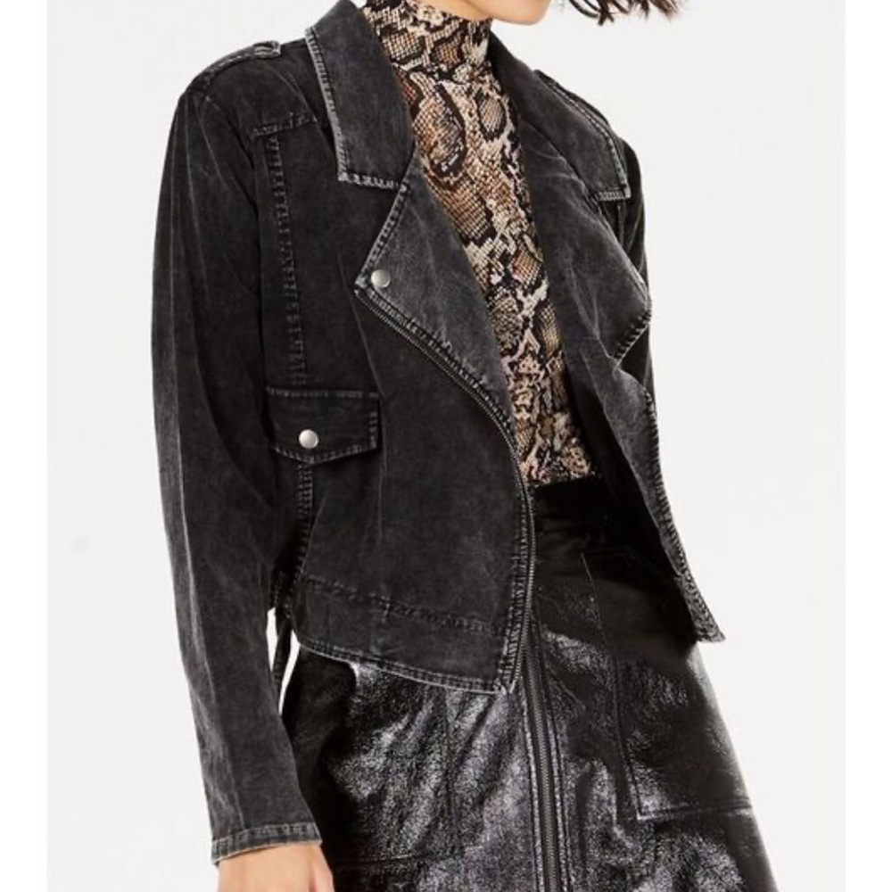 Sadie & Sage Black Corduroy Moto Style Jacket